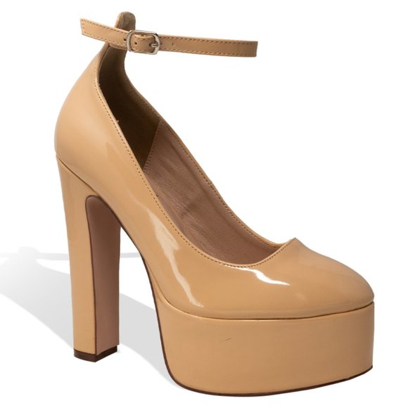 Women’s Chunky Block Heel Platform Heels with Ankle Strap - Picture 2 of 4